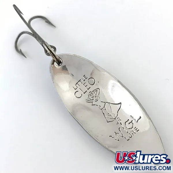 Vintage Seneca Little Cleo (Hula Girl), 2/3oz White / Blue / Nickel / Glitter fishing spoon #5073