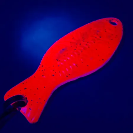 Vintage Al's gold fish UV, 3/16oz Fluorescent Pink UV / Nickel fishing spoon #5077