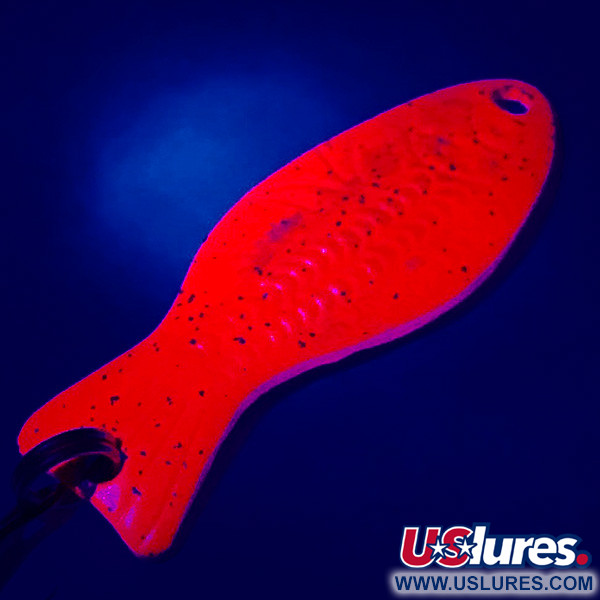 Vintage   Al's gold fish UV, 3/16oz Fluorescent Pink UV / Nickel fishing spoon #5077
