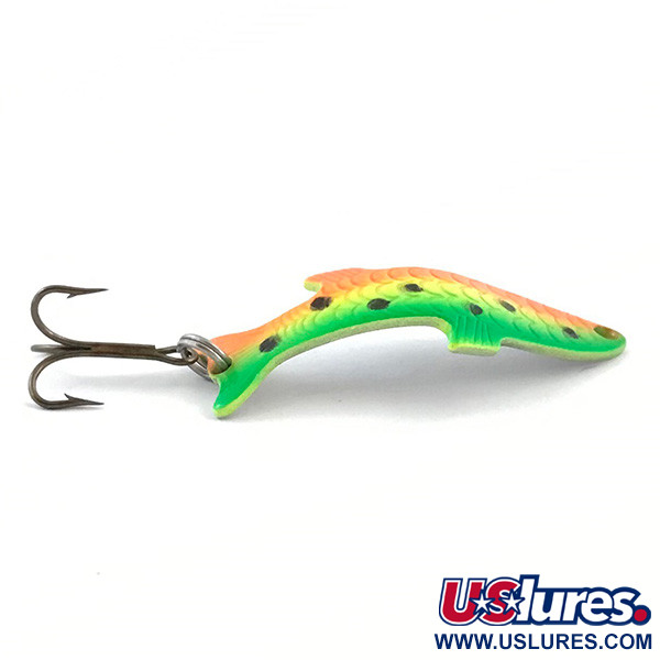 Vintage  Acme Phoebe UV, 1/8oz Rainbow Trout / Nickel fishing spoon #5083