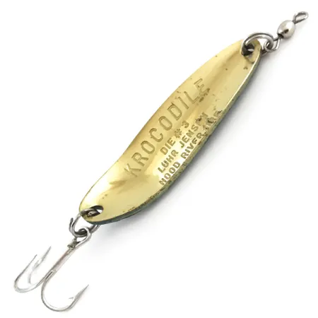 Vintage Luhr Jensen Krocodile Die #3 UV, 1/2oz Fire Tiger / Gold fishing spoon #5085
