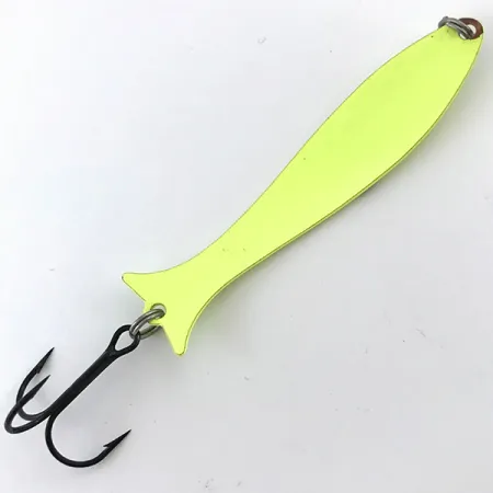 Vintage Williams Mooselook wobbler, 1/4oz Fluorescent Yellow / Black fishing spoon #5086