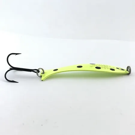 Vintage Williams Mooselook wobbler, 1/4oz Fluorescent Yellow / Black fishing spoon #5086