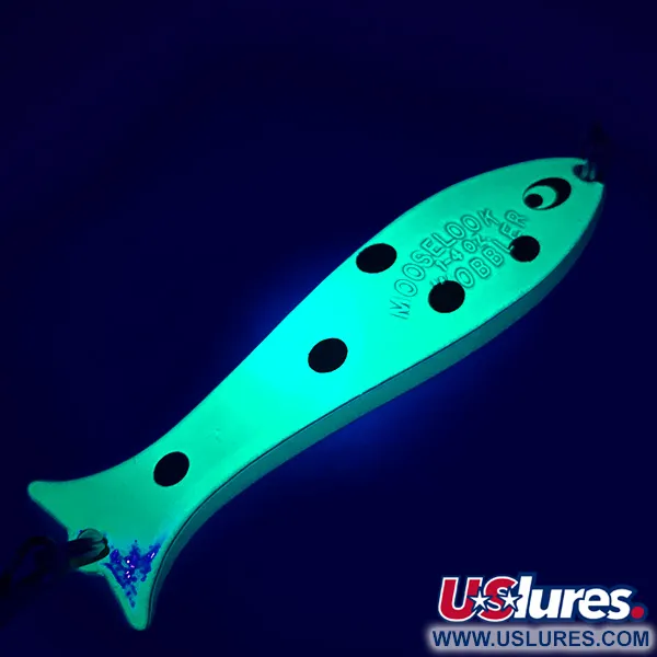 Vintage Williams Mooselook wobbler, 1/4oz Fluorescent Yellow / Black fishing spoon #5086