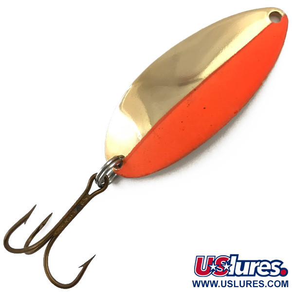 Vintage   Acme Little Cleo UV, 2/5oz Gold / Orange fishing spoon #5090