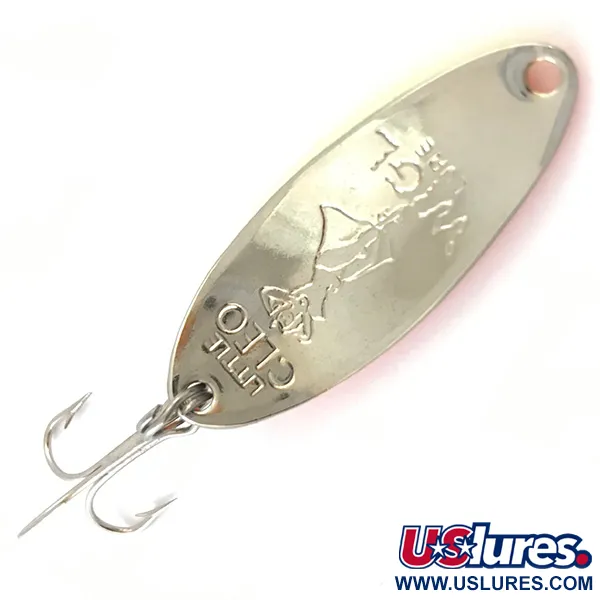 Vintage Seneca Little Cleo (Hula Girl) UV, 1/3oz Yellow / Orange / Nickel fishing spoon #5092