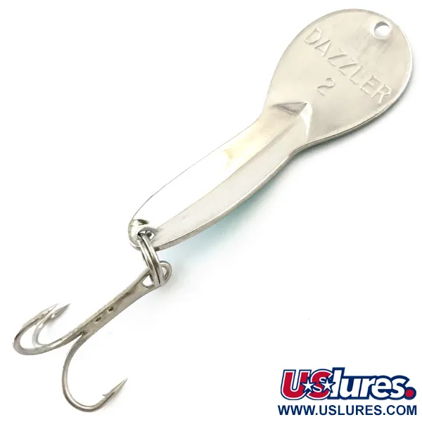 Vintage Acme Dazzler #2, 1/4oz Nickel / Green fishing spoon #5096