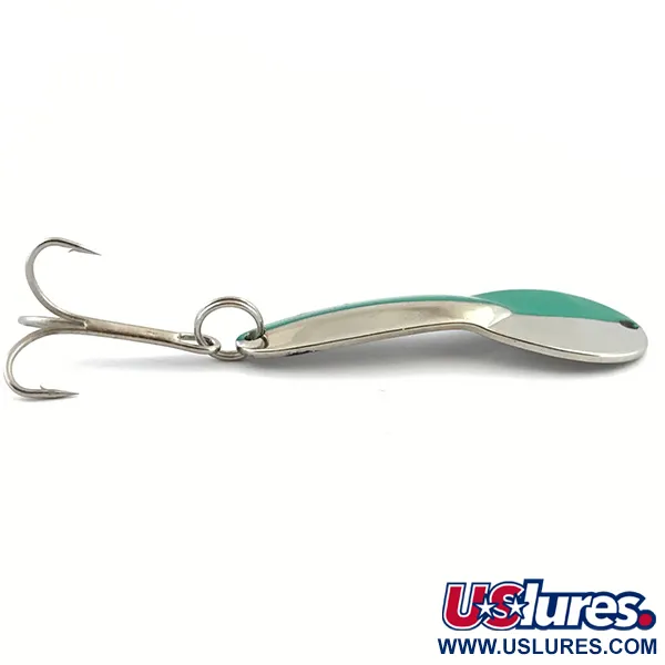 Vintage Acme Dazzler #2, 1/4oz Nickel / Green fishing spoon #5096