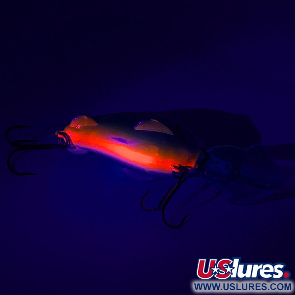 Vintage   Luhr Jensen Brush Baby Uv, 2/5oz Light Blue / Silver / Orange UV Glow in UV light, Fluorescent fishing lure #5097