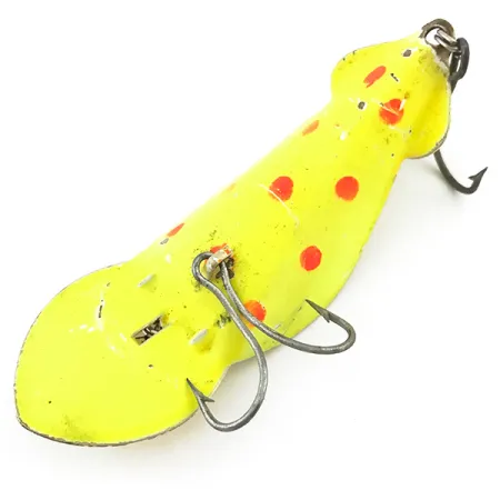 Vintage Buck Perry Spoonplug UV, 1/2oz Yellow / Red fishing spoon #5100