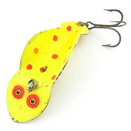Vintage Buck Perry Spoonplug UV, 1/2oz Yellow / Red fishing spoon #5100