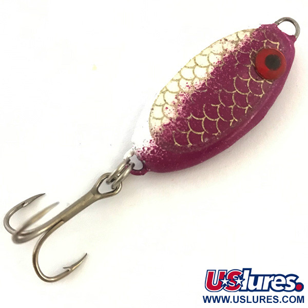Vintage   Bomber Slab Spoon, 2/3oz White / purple fishing spoon #5117