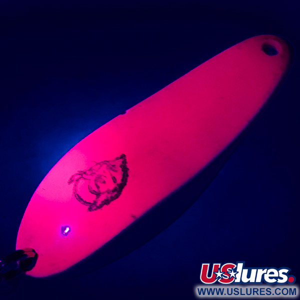 Vintage  Eppinger Dardevle Cop-E-Cat 7300 UV, 1/3oz Fluorescent Pink / Nickel UV Glow in UV light, Fluorescent fishing spoon #5123