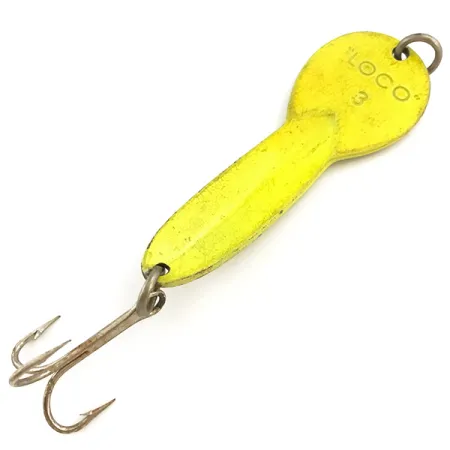 Vintage Glen Evans Loco 3 UV, 3/5oz Yellow / Hologram UV  Glow in UV light, Fluorescent fishing spoon #5125