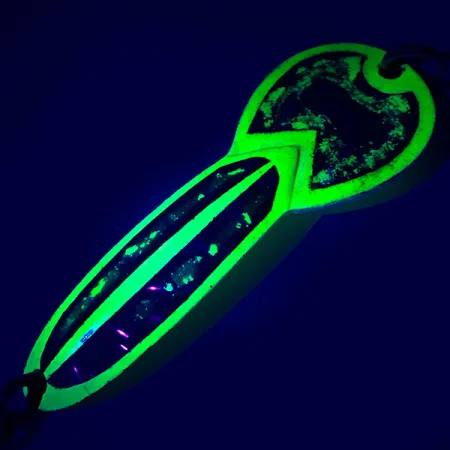 Vintage Glen Evans Loco 3 UV, 3/5oz Yellow / Hologram UV  Glow in UV light, Fluorescent fishing spoon #5125
