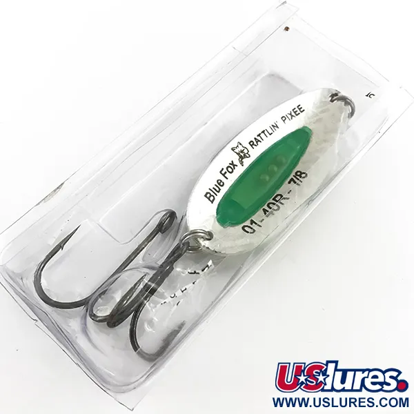   Blue Fox Rattlin Pixee, 3/4oz Rainbow Gold / Green fishing spoon #5130