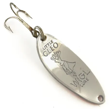 Vintage Seneca Little Cleo (Hula Girl), 1/3oz White Pearl / Red / Nickel fishing spoon #5160