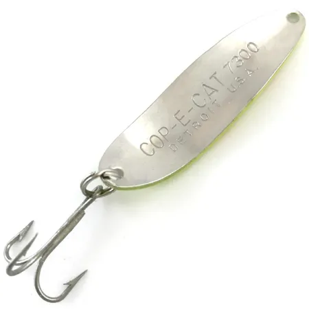 Vintage Eppinger Dardevle Cop-E-Cat 7300 UV, 1/3oz Fluorescent Yellow / Nickel fishing spoon #5183