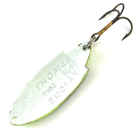 Vintage Thomas Buoyant UV, 1/4oz Chartreuse / White UV Glow in UV light, Fluorescent fishing spoon #5186