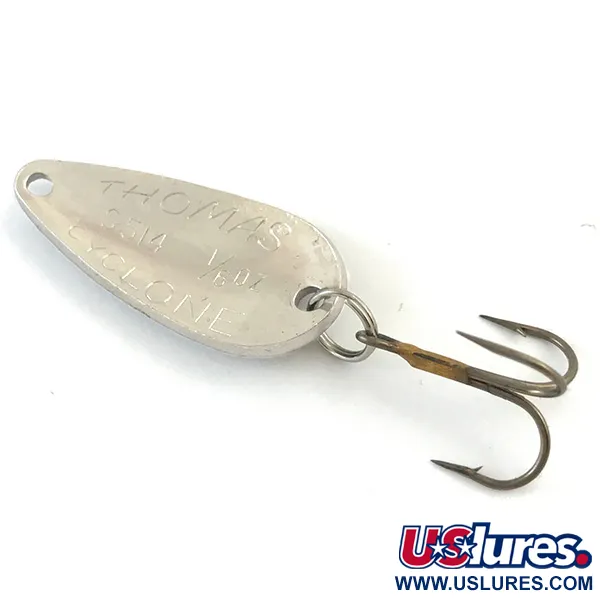 Vintage   Thomas Cyclone, 1/8oz Hammered Silver / Red fishing spoon #5187