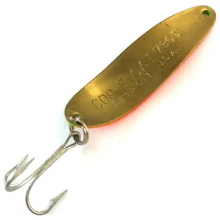 Vintage Eppinger Dardevle Cop-E-Cat 7300 UV, 1/3oz Fire Tiger UV Glow in UV light, Fluorescent fishing spoon #5190