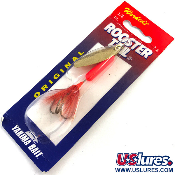  Yakima Bait Worden’s Original Rooster Tail UV, 1/4oz Gold spinning lure #5194