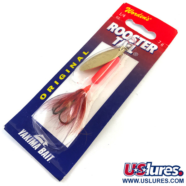  Yakima Bait Worden’s Original Rooster Tail UV, 1/4oz Gold spinning lure #5196