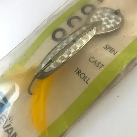 Glen Evans Weedless Loco, 2/3oz Nickel / Hologram / Yellow fishing spoon #5200