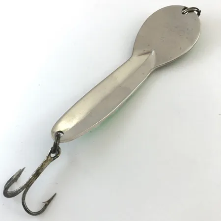 Vintage Glen Evans Loco 4., 3/4oz Nickel / Green Hologram fishing spoon #5202