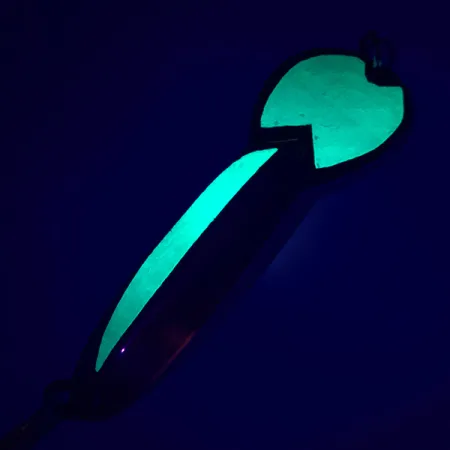 Vintage Glen Evans Loco 4., 3/4oz Nickel / Green Hologram fishing spoon #5202