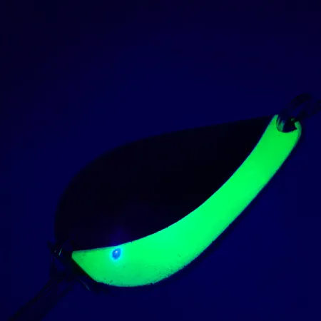 Vintage Acme K.O. Wobbler UV, 3/4oz Nickel / Chartreuse fishing spoon #5404