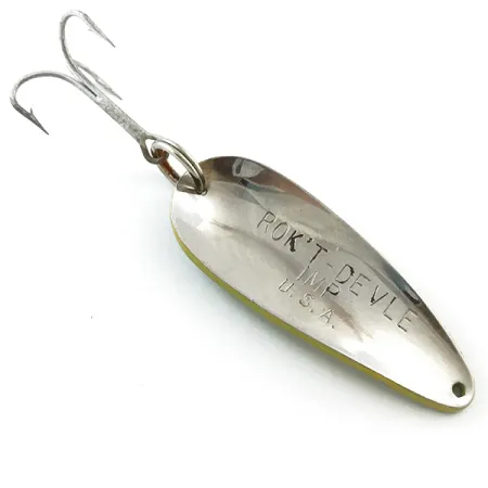 Vintage Eppinger Dardevle Rok't Imp, 3/4oz Yellow / Green / Nickel fishing spoon #5222