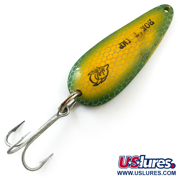Vintage  Eppinger Dardevle Rok't Imp, 3/4oz Yellow / Green / Nickel fishing spoon #5222
