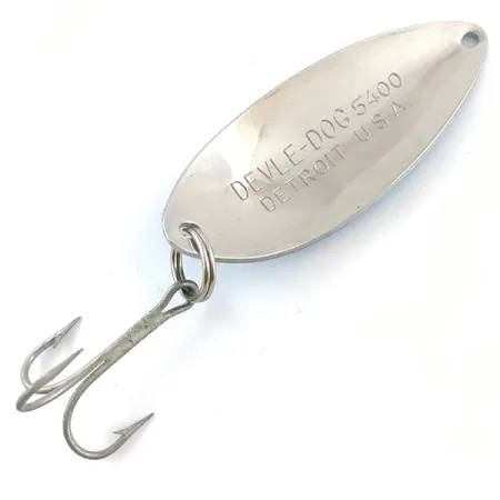 Vintage Eppinger Dardevle Devle Dog 5400, 1/2oz White / Blue / Nickel fishing spoon #5224