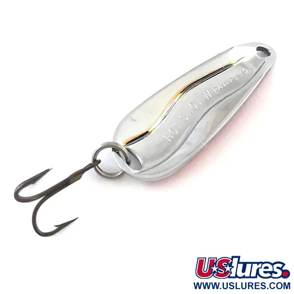 Vintage Luhr Jensen Hot Shot W, 1/4oz Red / White / Nickel fishing spoon #5263