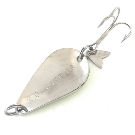 Vintage Acme K.O. Wobbler UV, 1/2oz Nickel / Green fishing spoon #5264