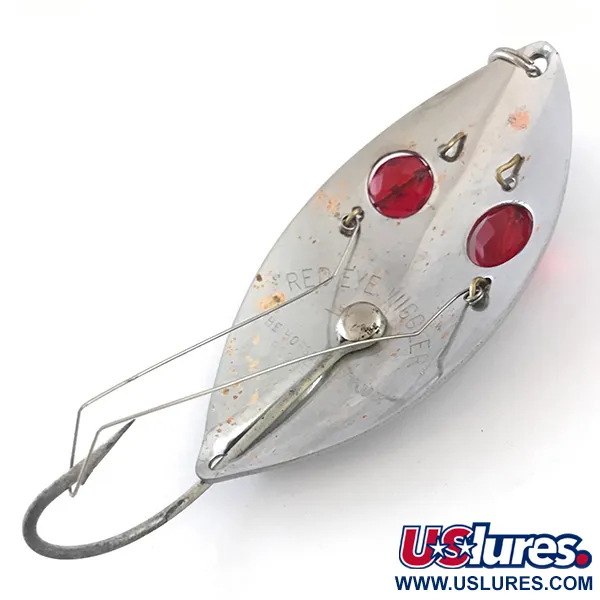 Vintage Hofschneider Weedless Red Eye Wiggler, 1oz Nickel / Red fishing spoon #5272