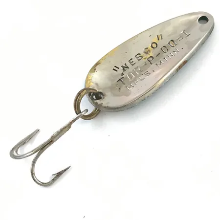 Vintage Nebco Tor-P-Do, 1/3oz Green / White / Nickel fishing spoon #5292