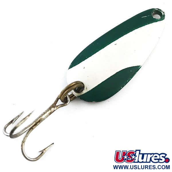 Vintage   Nebco Tor-P-Do, 1/3oz Green / White / Nickel fishing spoon #5292