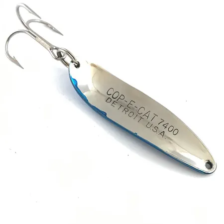 Vintage Eppinger Dardevle Cop-E-Cat 7400, 1/2oz Nickel / Blue fishing spoon #5304