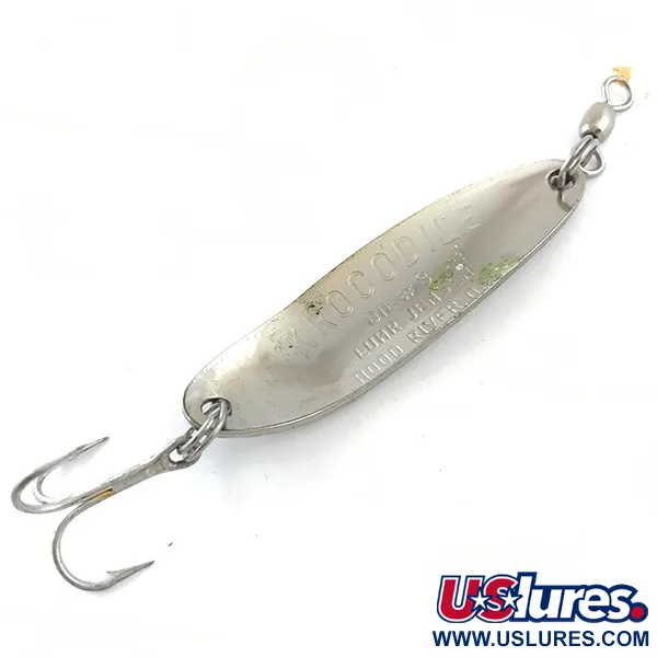 Vintage  Luhr Jensen Krocodile Die #3 UV, 1/3oz Hammered Nickel / Red fishing spoon #5307