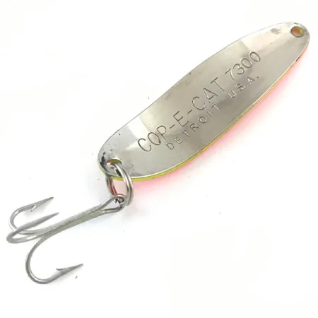 Vintage Eppinger Dardevle Cop-E-Cat 7300 UV, 1/3oz Yellow / Orange fishing spoon #5308
