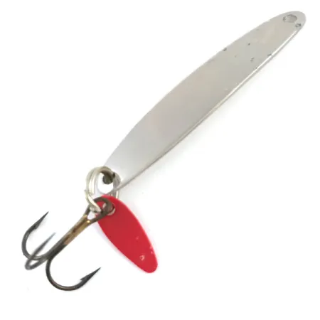 Vintage Bay de Noc Swedish pimple, 3/16oz Nickel / Red fishing spoon #5313