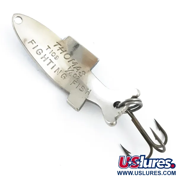 Vintage   Thomas Fighting fish, 1/4oz Nickel / Blue fishing spoon #5326