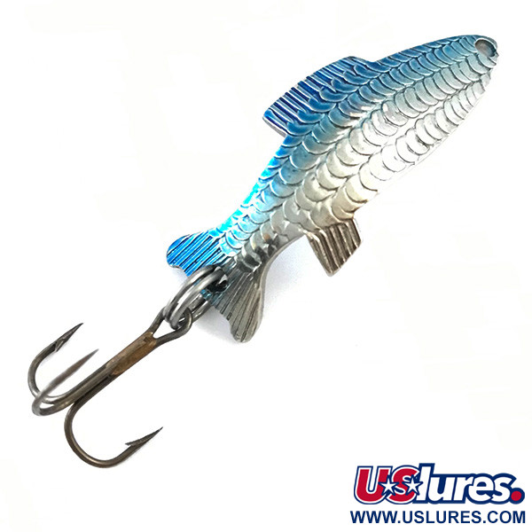 Vintage   Thomas Fighting fish, 1/4oz Nickel / Blue fishing spoon #5326