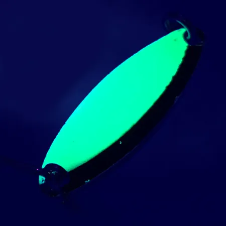 Vintage Luhr Jensen Needlefish 1 UV, 1/16oz Chartreuse / Black / White fishing spoon #5343