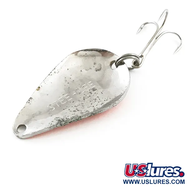 Vintage   Acme Stee-Lee UV, 1/2oz Hammered Nickel / Orange fishing spoon #5345