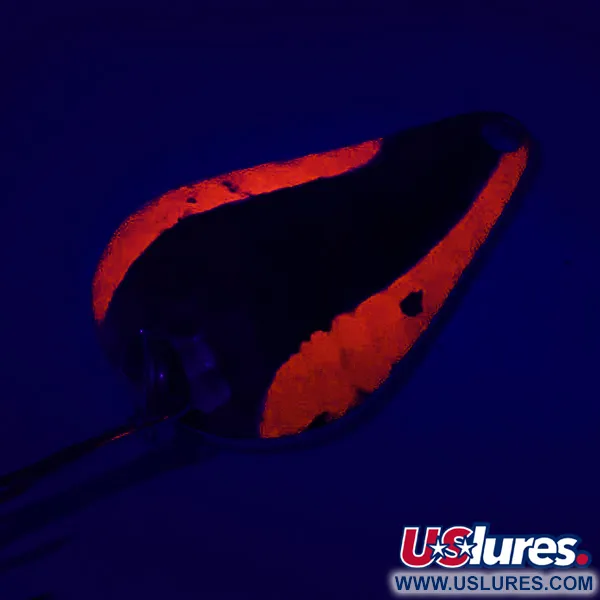 Vintage   Acme Stee-Lee UV, 1/2oz Hammered Nickel / Orange fishing spoon #5345