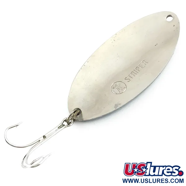 Vintage Atlantic Lures Striper, 1oz Blue / Nickel fishing spoon #5351