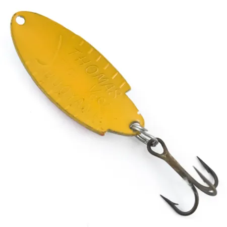 Vintage Thomas Buoyant, 3/16oz White Trout / Yellow fishing spoon #5358